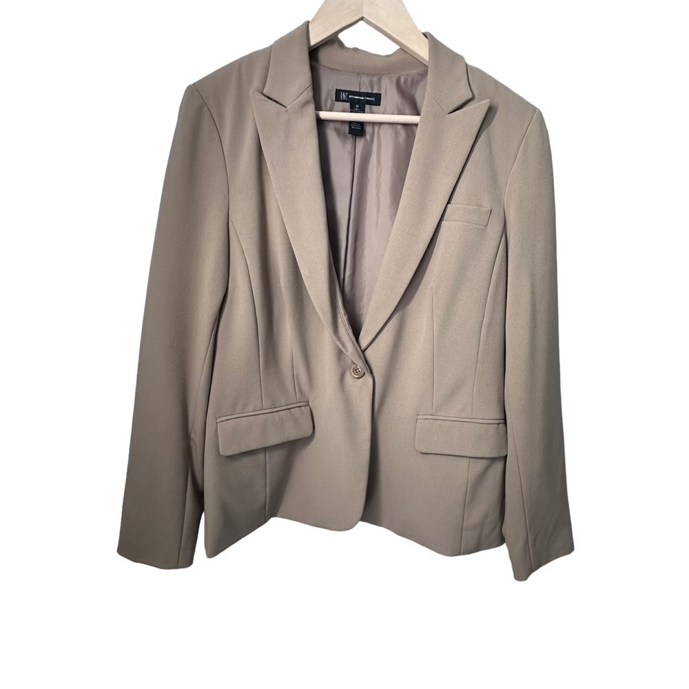 INC International Concepts Women's Tan Single Button Blazer Size 14